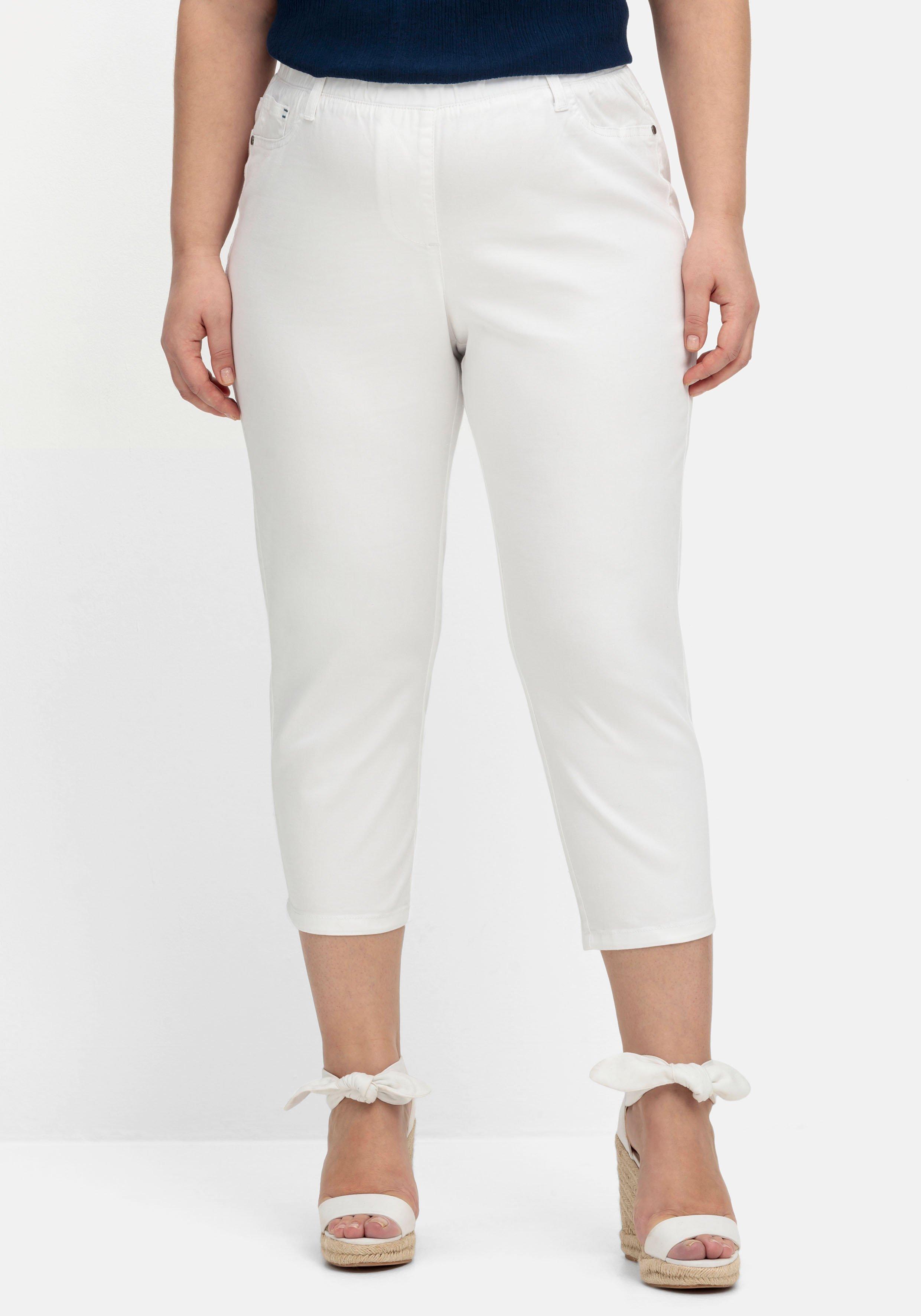 Schmale 7/8-Hose mit Gummibund, aus Twill