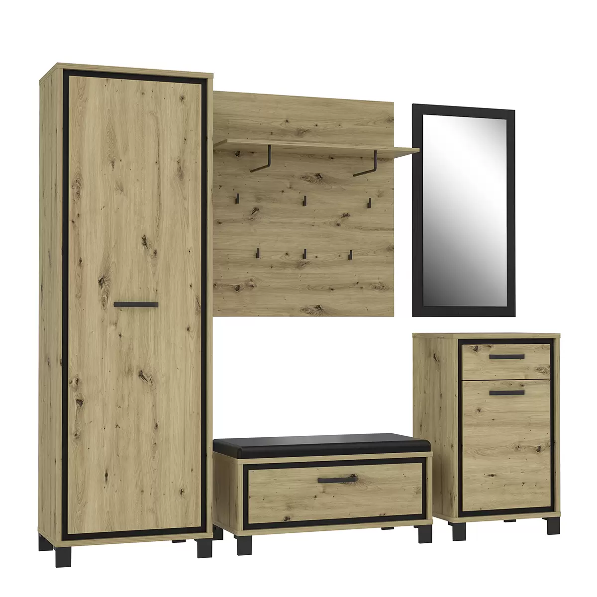 Garderobenschrank Trondheim Eiche,schwarz