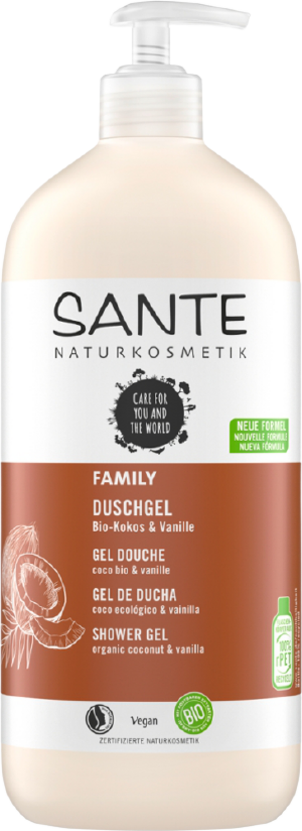 Santé naturally.  Family Duschgel Bio-Kokos & Vanille, 950 ml