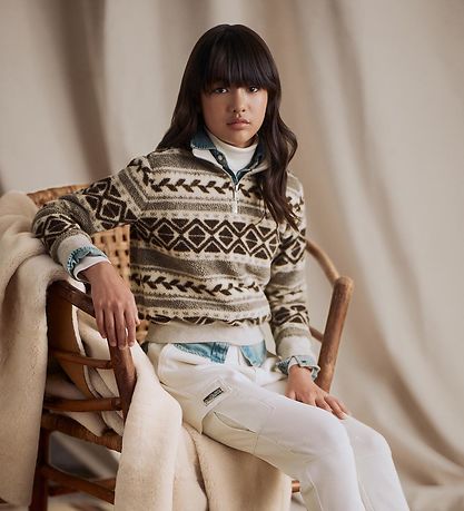 Polo Ralph Lauren Fleecetr?je - Holiday - Creme/Brun m. M?nster