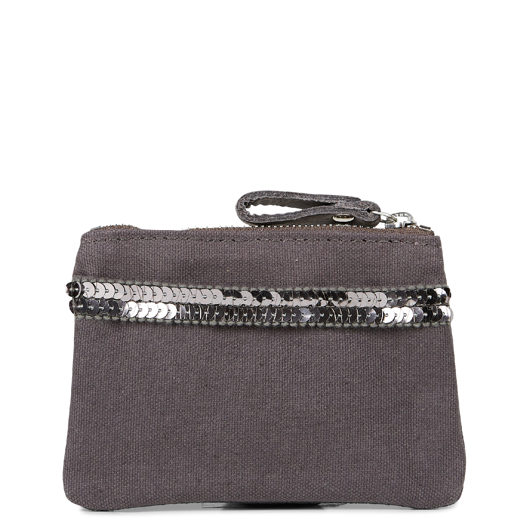 Porte-monnaie à sequins en coton | Gris