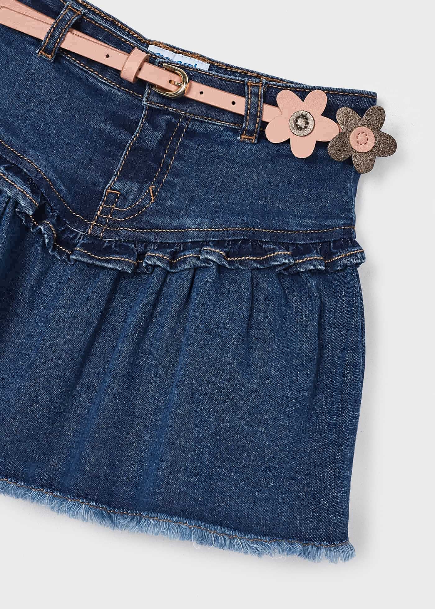 Saia jeans com cinto para meninas