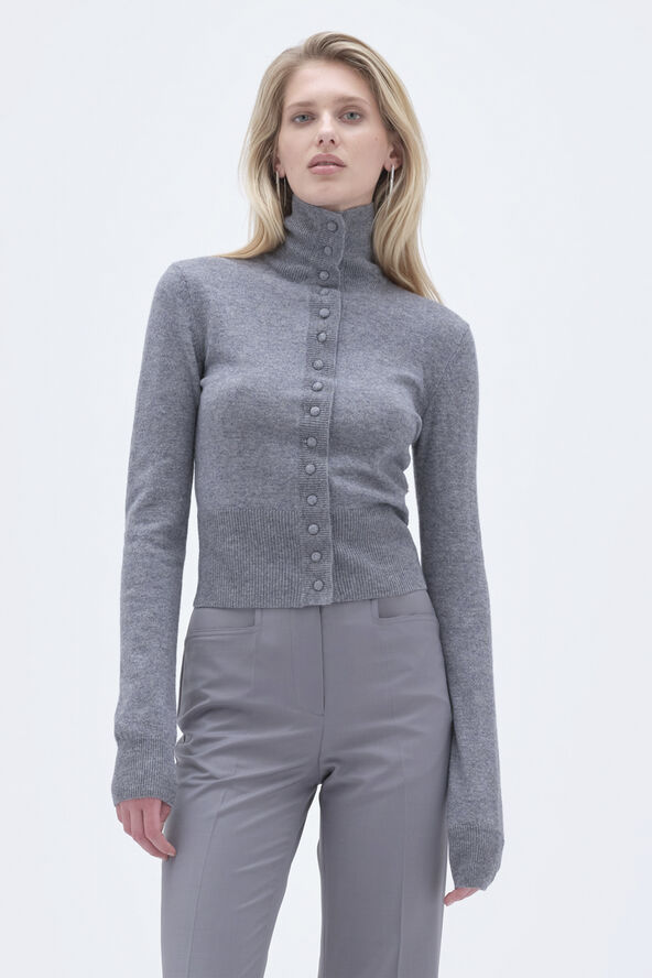 REMAIN Slim Fit Cardigan Grey melange