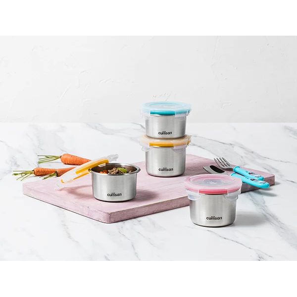 Lot 3 bols hermétiques en inox 200 ml compatibles micro-ondes Cuitisan