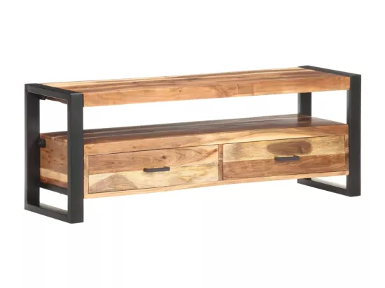 Meuble TV 120x35x45 cm Bois massif avec finition miel