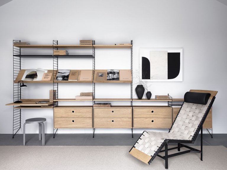 String Furniture Cabinet with two drawers 58 x 30 x 42 cm eiken