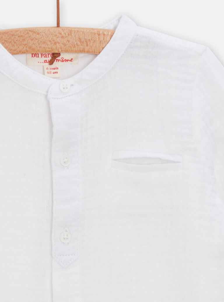 Chemise blanche à col tunisien pour bébé garçon