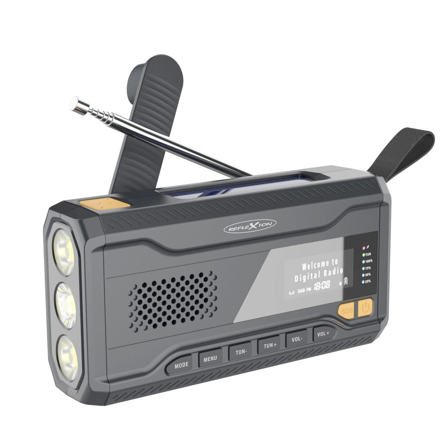 Solarkurbel-Radio mit DAB+ und UKW-Tuner