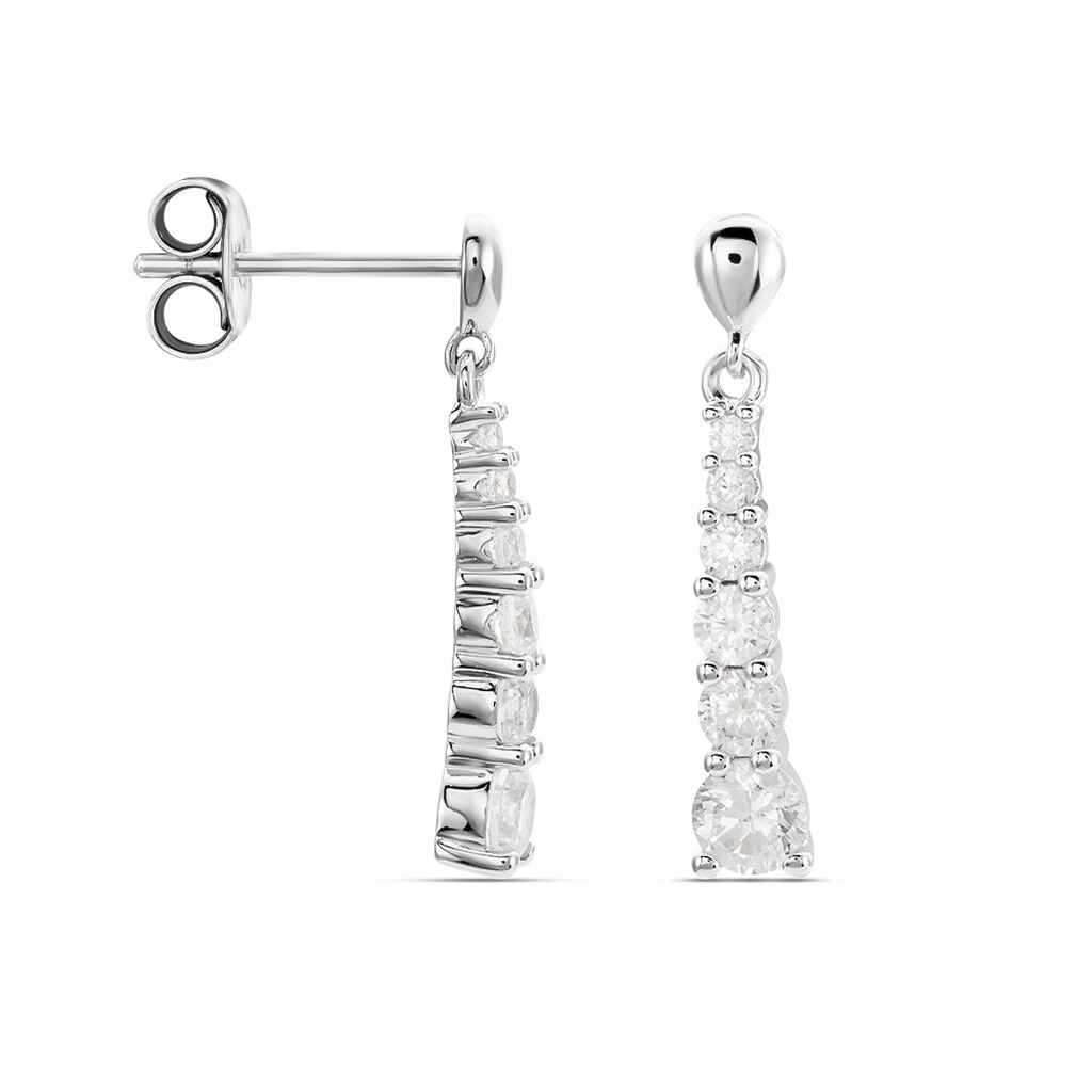 Boucles D'oreilles Pendantes Dervla Argent Rhodié Oxyde De Zirconium