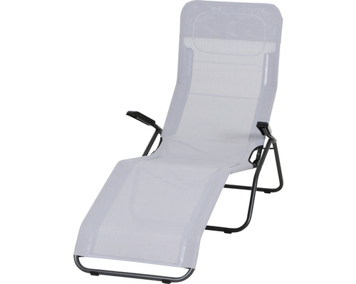Siena Garden tuinligstoel, ligstoel, zonnebed, relaxligstoel, Anco textielstof, antraciet lichtgrijs