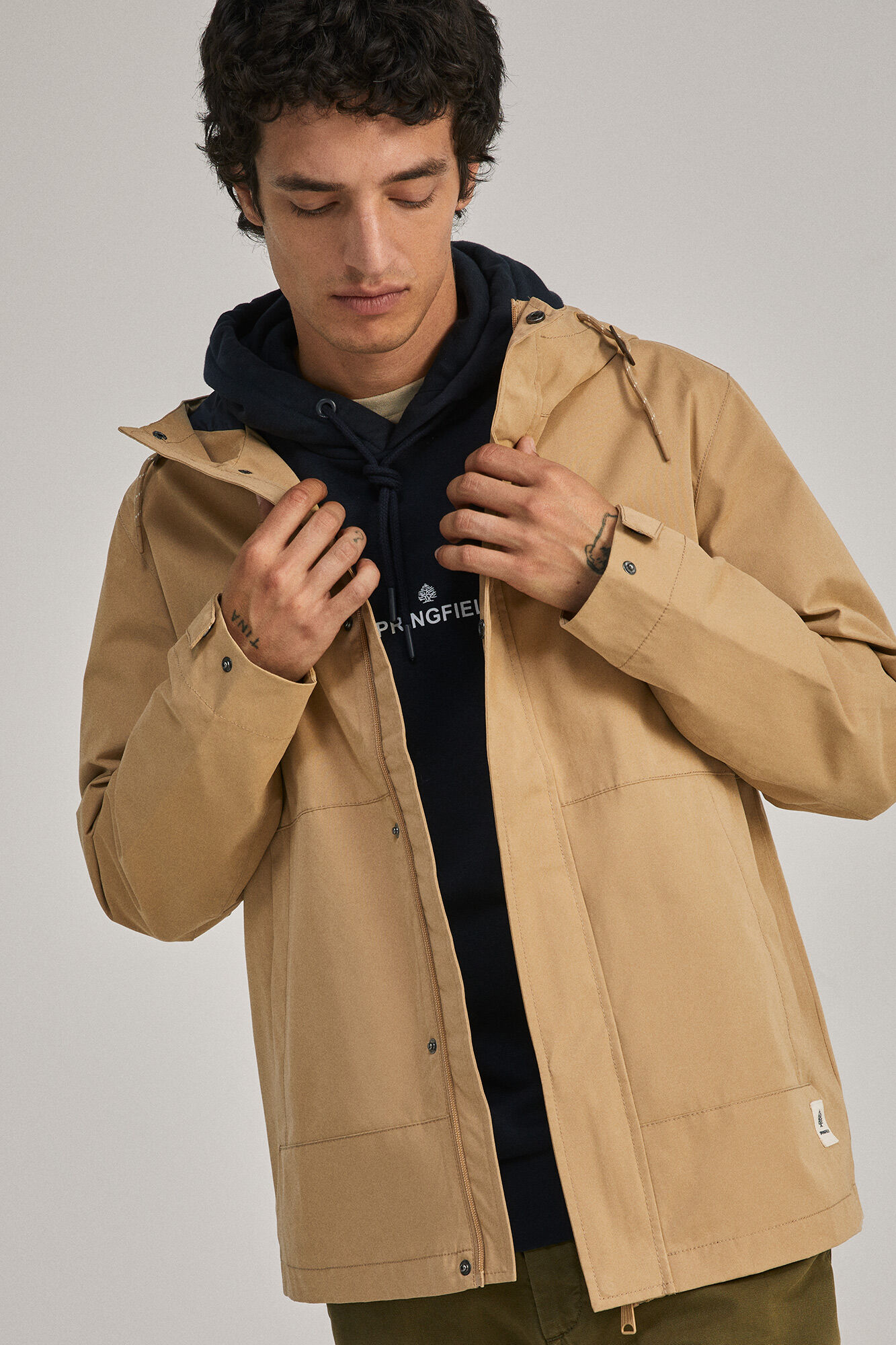 Parka capucha - beige medio