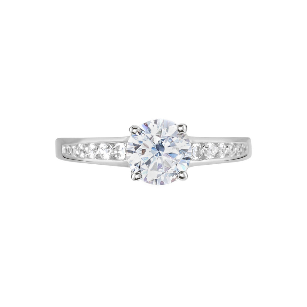 Bague Solitaire Tatjana Or Blanc Oxyde De Zirconium
