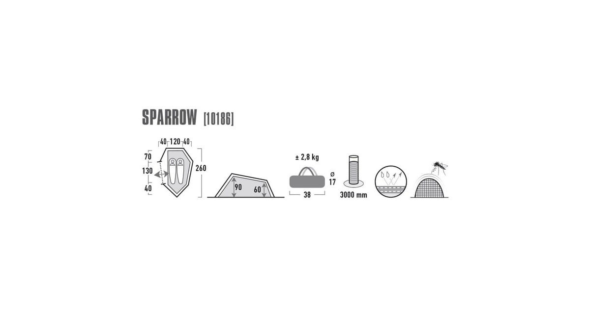 High PeakSparrow 2P tent  (Groen/rood)