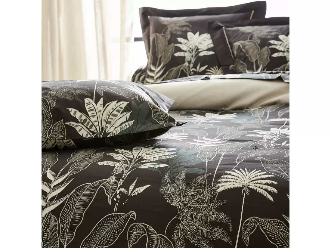 Taie de traversin 140x43 cm satin de coton CAYENNE noir Ebène