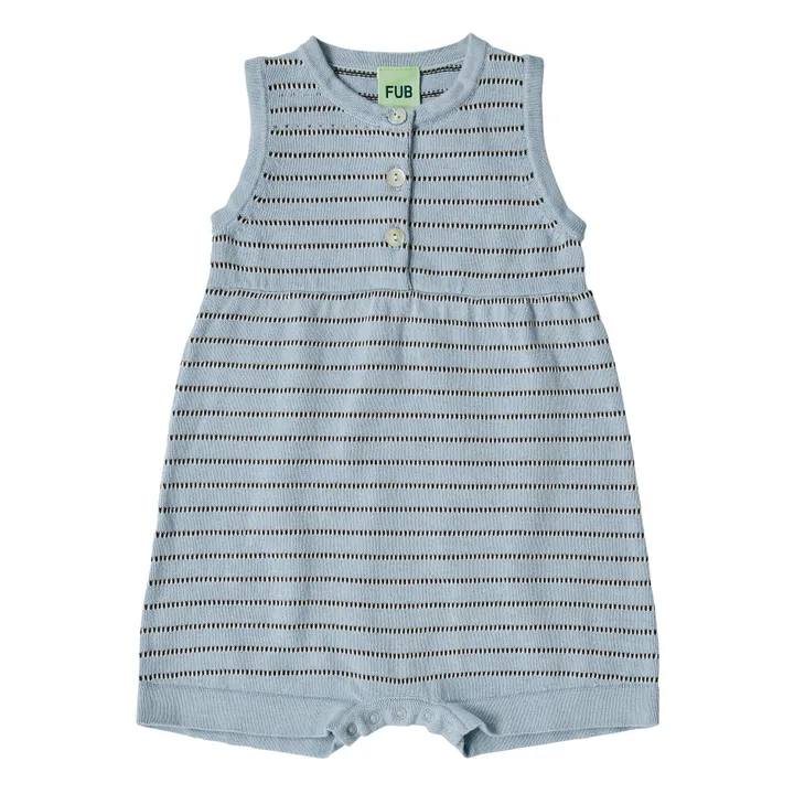 FUB Combinaison Maille Fine Marinière Coton Bio | Bleu ciel