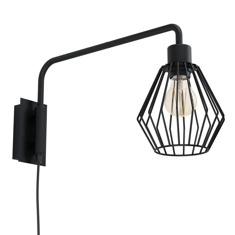 EGLO Tabillano 1 Wandlamp - E27 - 16 cm - Zwart
