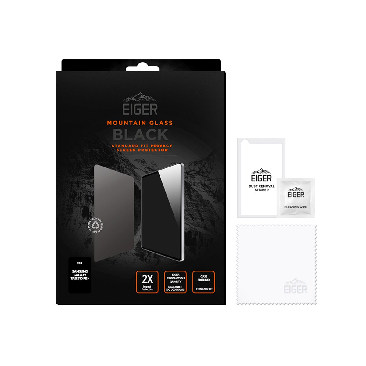Samsung Galaxy Tab S10 FE  Plus Mountain Glass Black Panzerglas 2.5D Privacy Displayschutz Case Friendly (EGMSP00330)