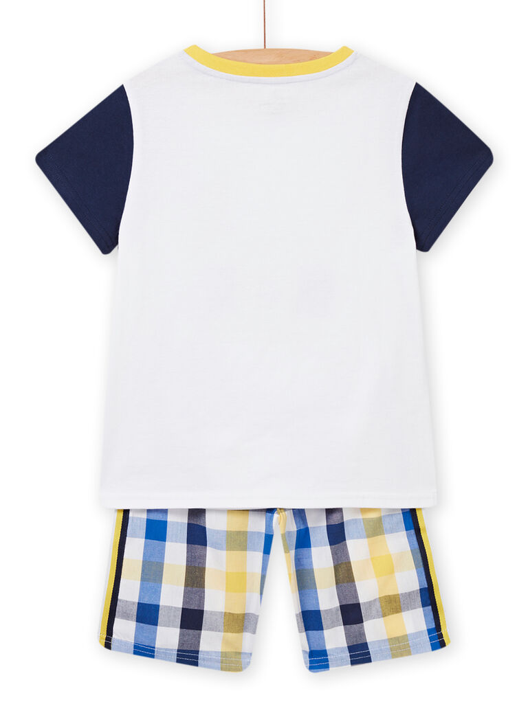 Pyjama blanc, bleu et jaune enfant garçon