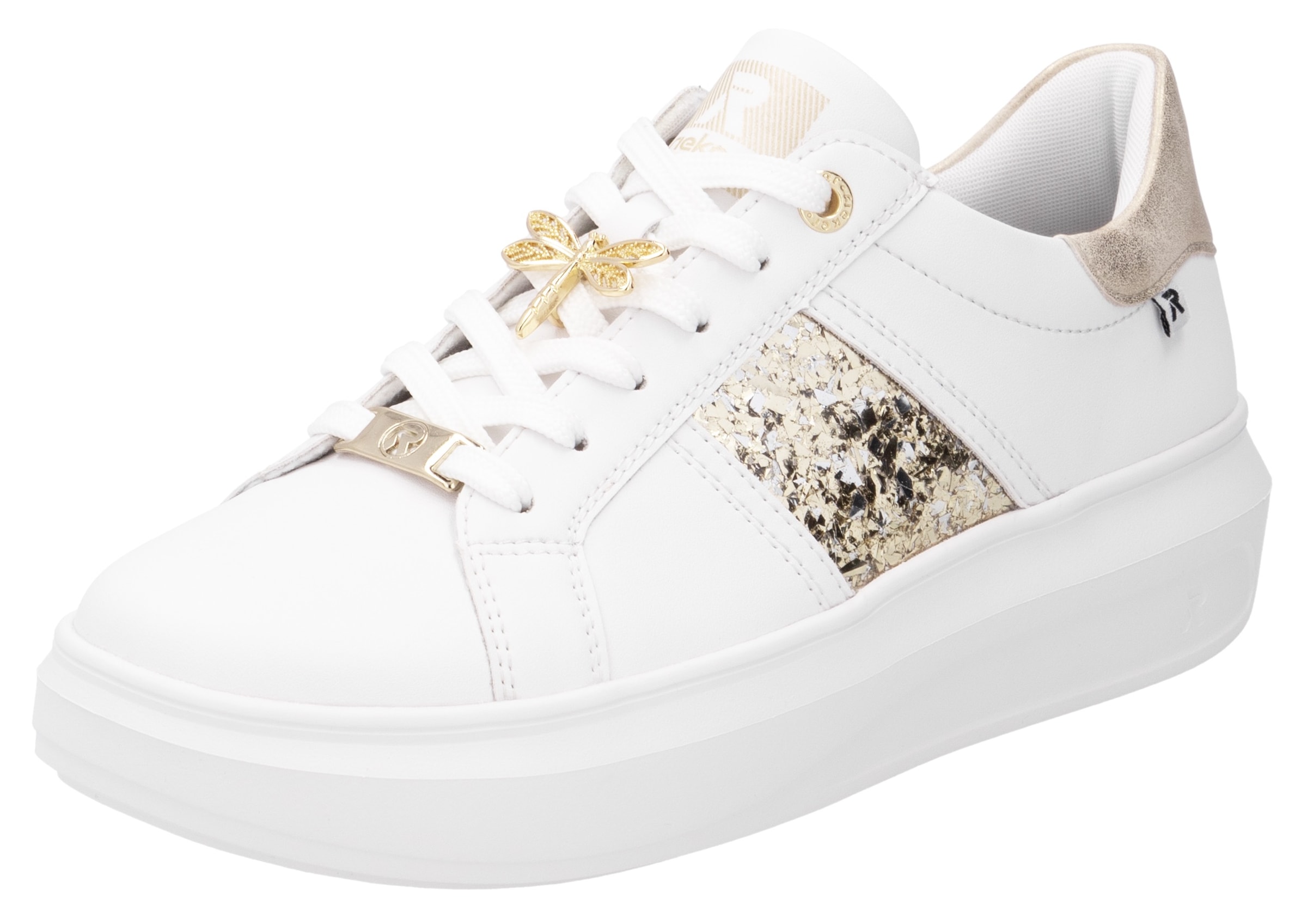 RIEKER Sport Plateausneaker  mit stylischen Metallic-Details, Freizeitschuh, Halbschuh, Schnürschuh