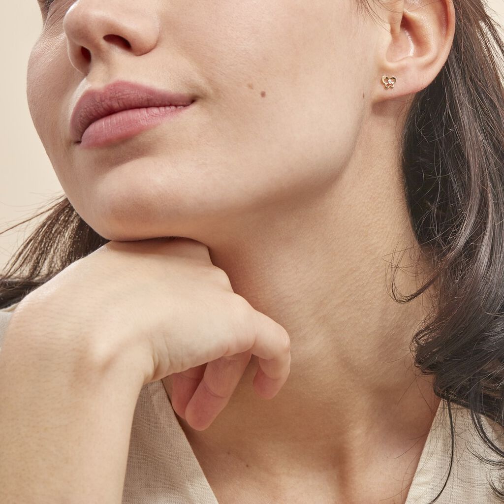 Boucles D'oreilles Puces Eleanor Fleur Or Jaune Oxyde De Zirconium