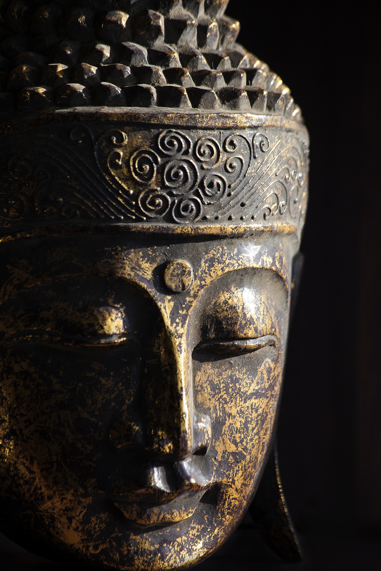 Buddha-Maske, antikrot, T 32 cm, B 22 cm, H 10 cm von fischer's lagerhaus