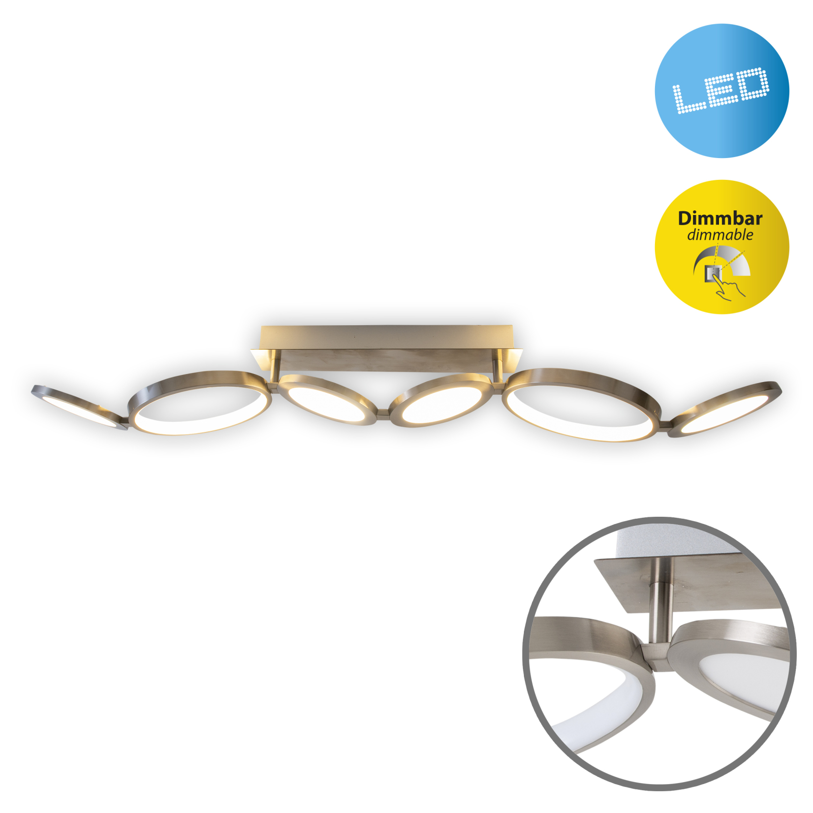 LED-Deckenleuchte STELARI - stahlfarben - 100 cm
