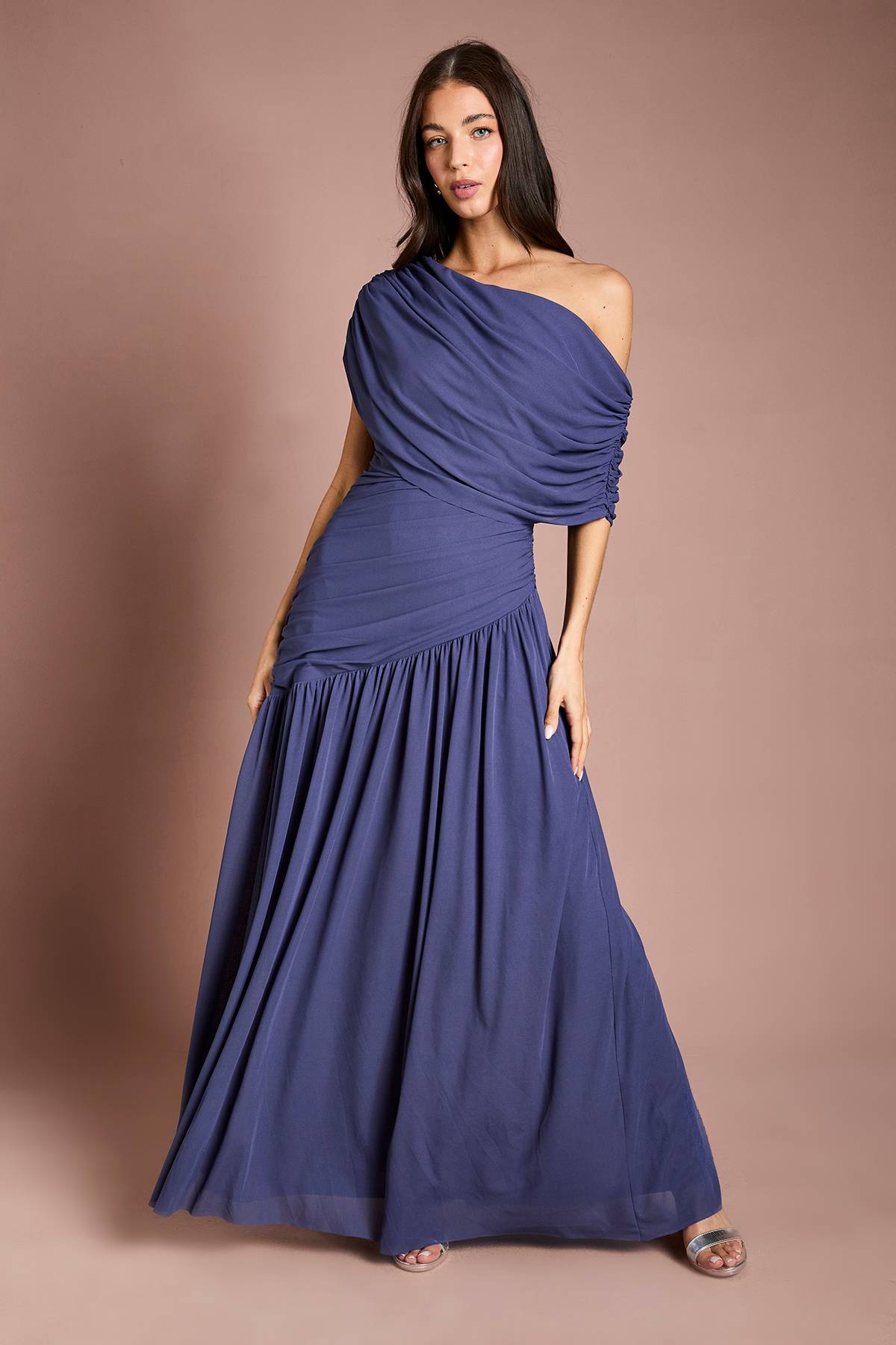 Coast Robe Maxi Drapée Asymétrique Une Épaule Contour Collective