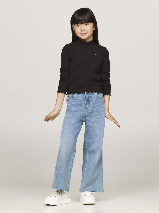 Tommy Hilfiger MOCK NECK RIB TOP LS Black