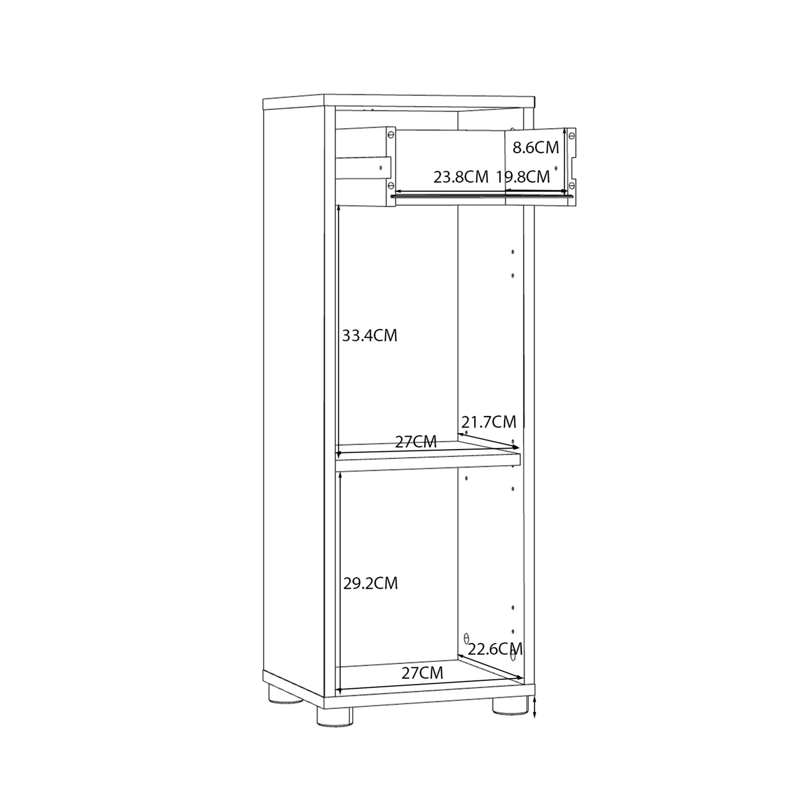 Unterschrank - weiß Hochglanz-weiß - 83 cm hoch