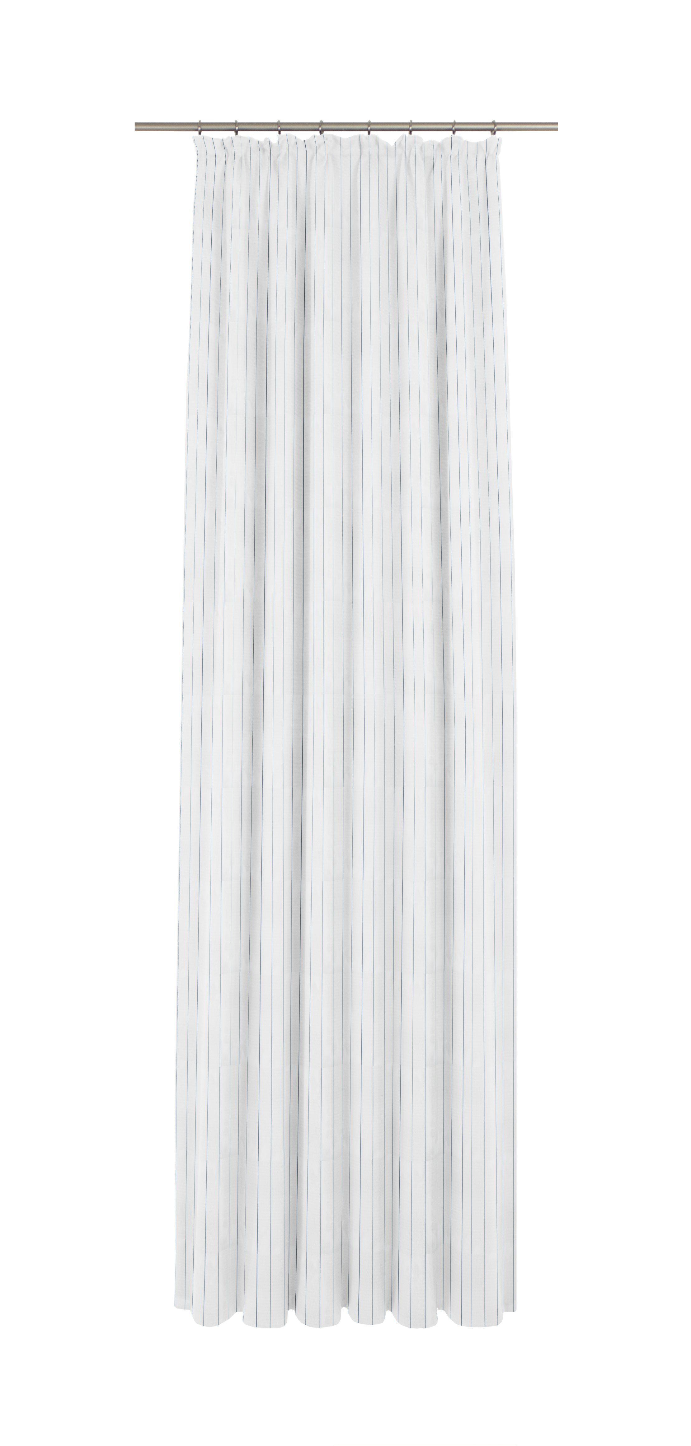 Gardine - Fertigstore - weiß-blau - Faltenband - 300x120 cm