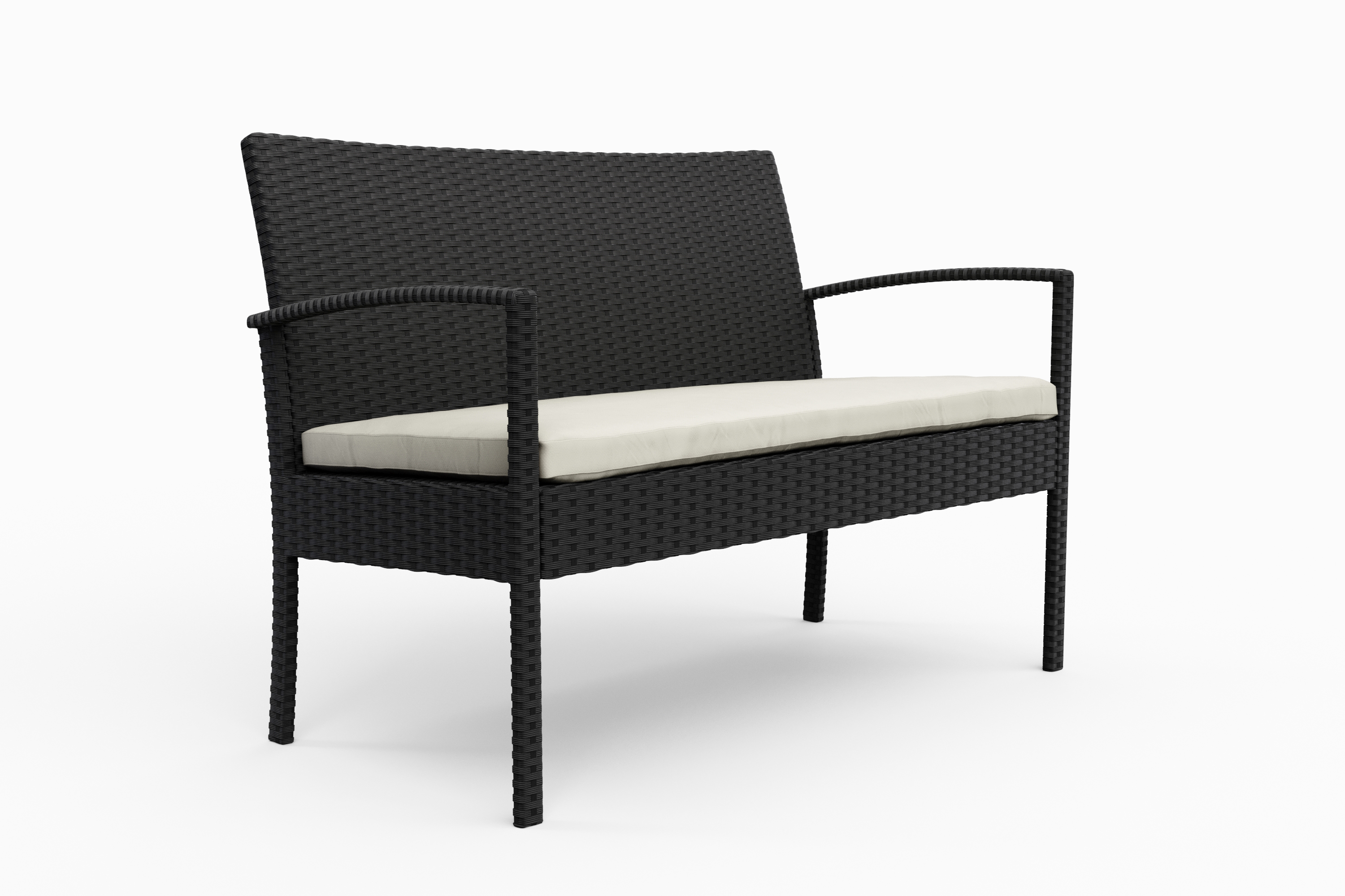Gartenbank Rattan 108 cm schwarz