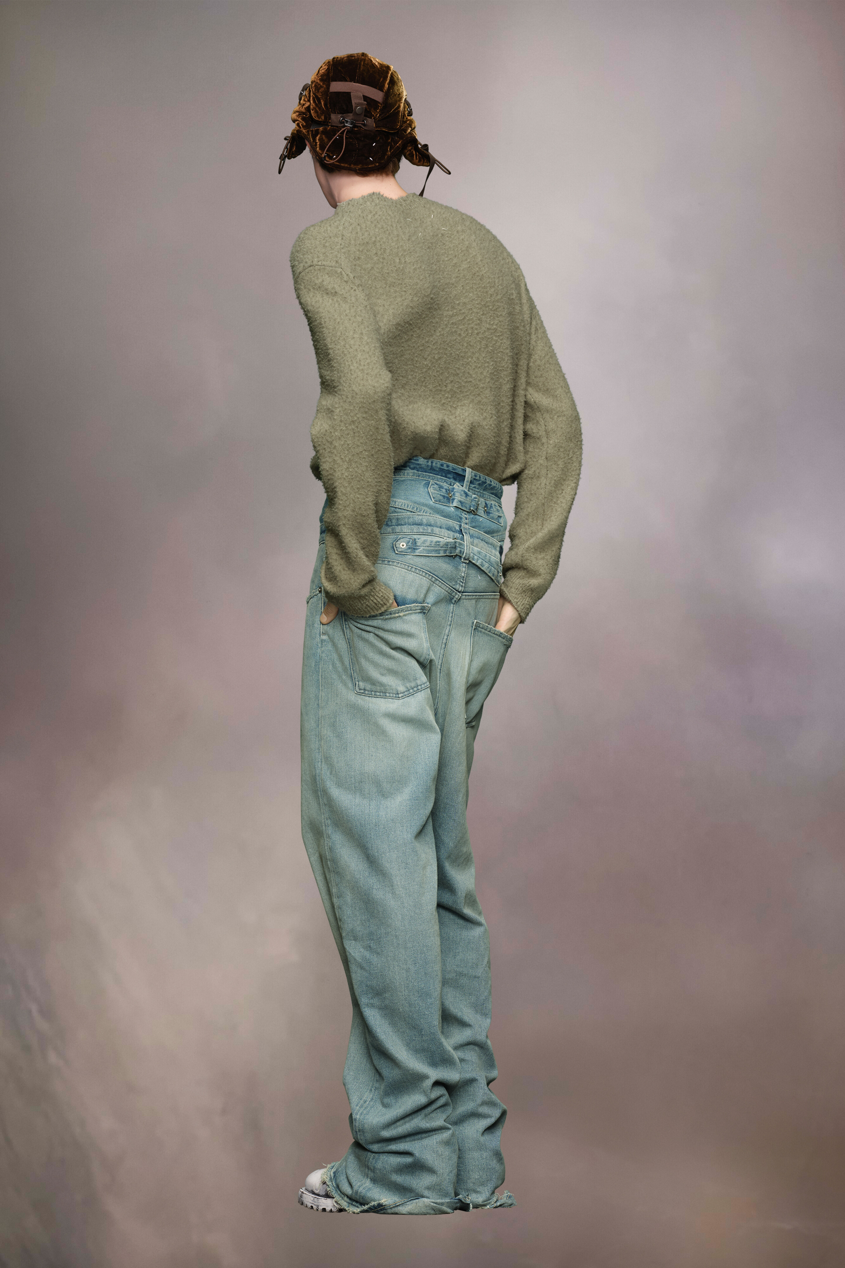 Pull en maille boulochée Vert sauge