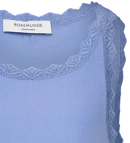 Rosemunde Top - Rib - Balta - Blue Himmel m. Spitze
