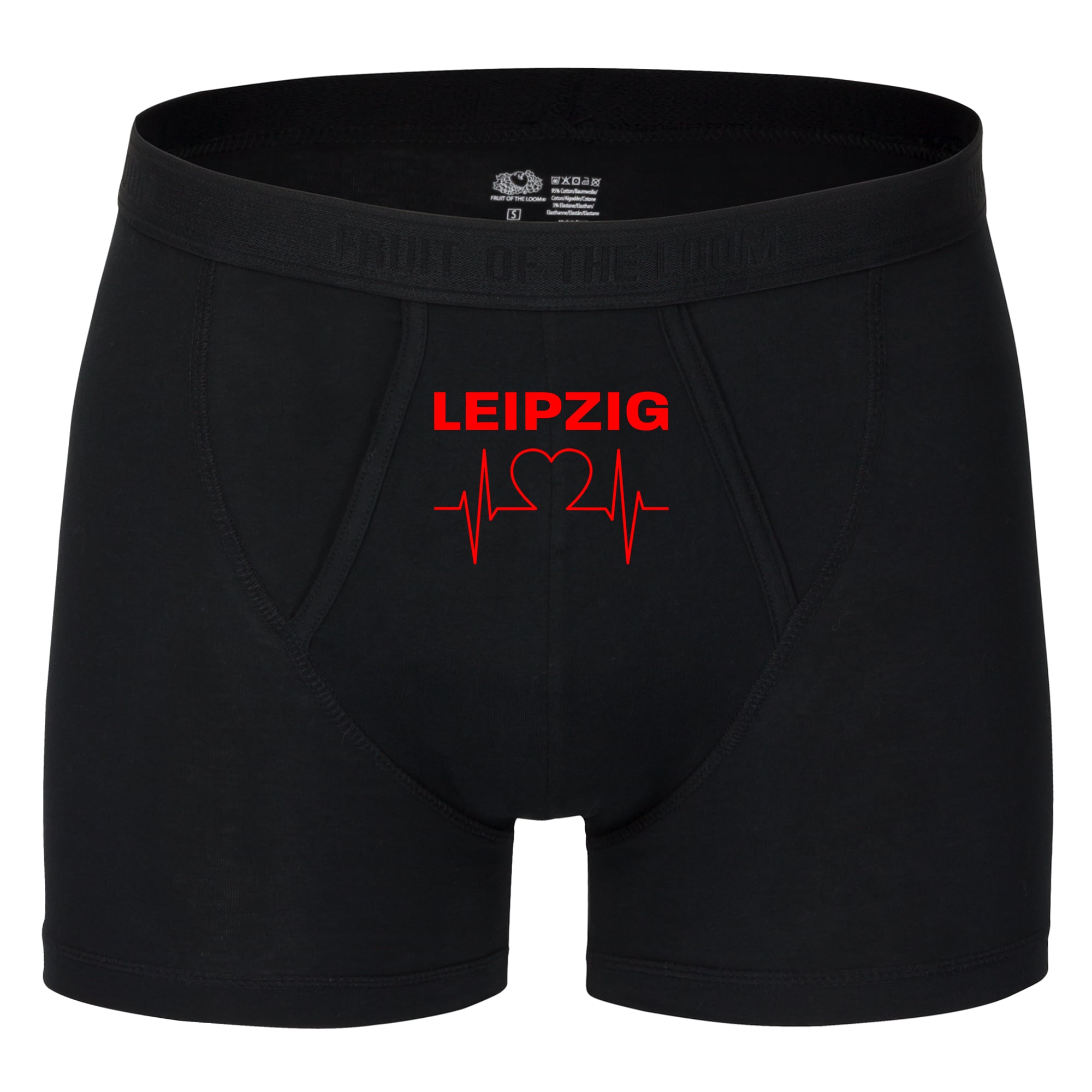 multifanshop® Herren Boxer Short - Leipzig - Herzschlag - Druck rot