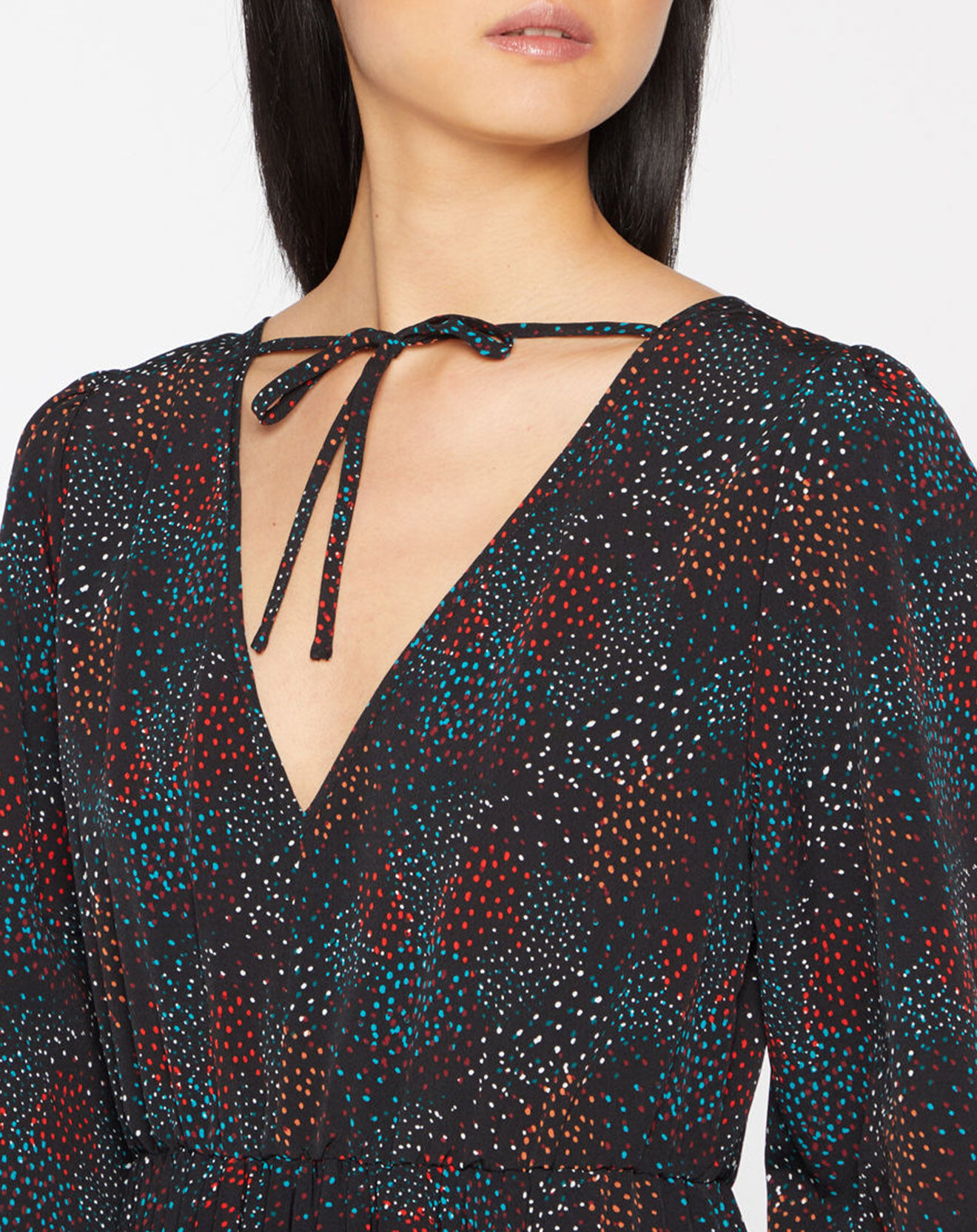Galeries Lafayette Robe longue et plissée Gaia noire