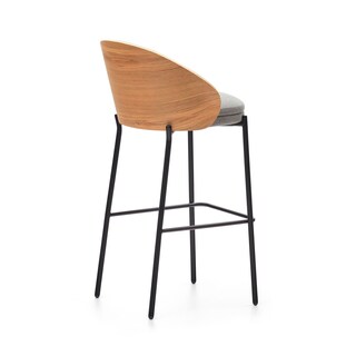 Kave Home Barhocker EAMY Chenille hellgrau/braun/schwarz