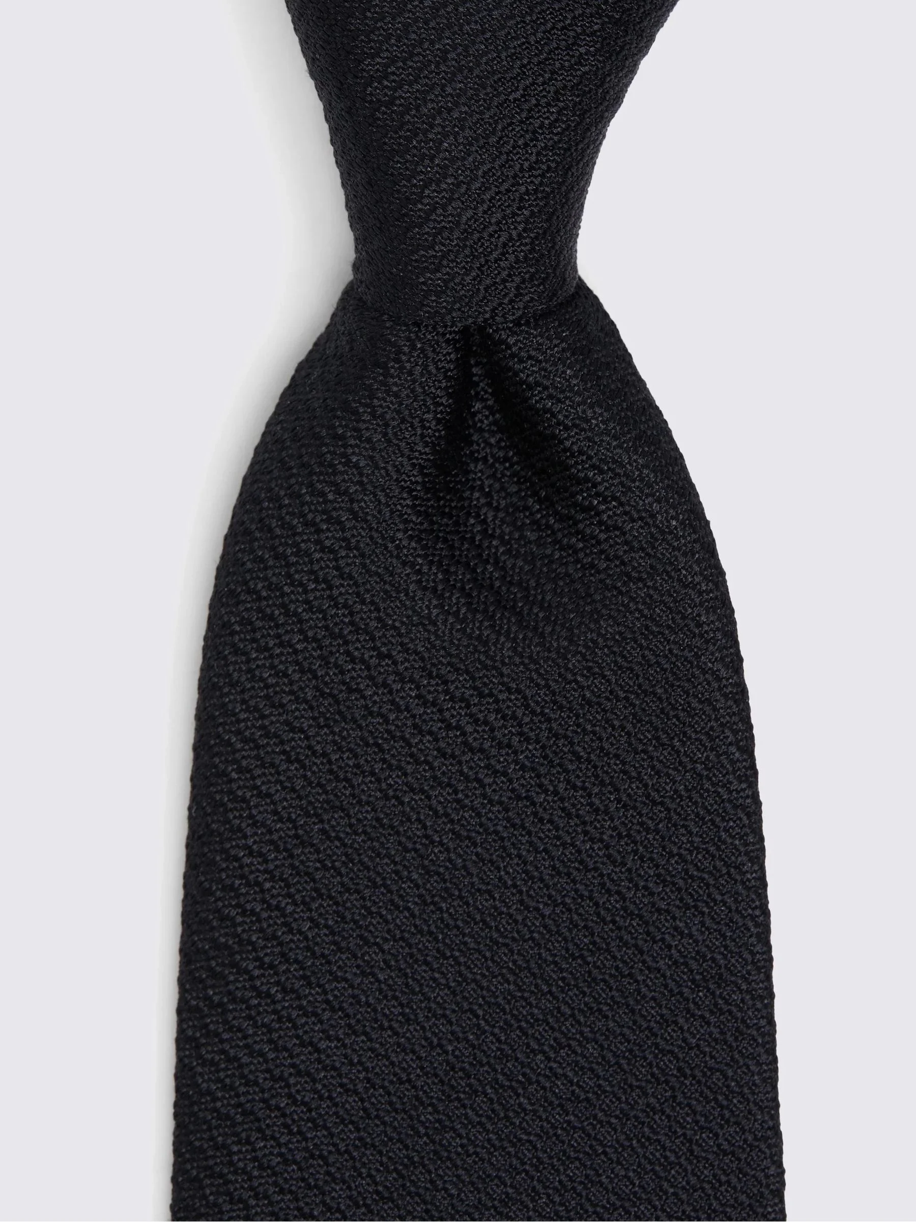 Zwart - MOSS Silk Semi Plain Tie