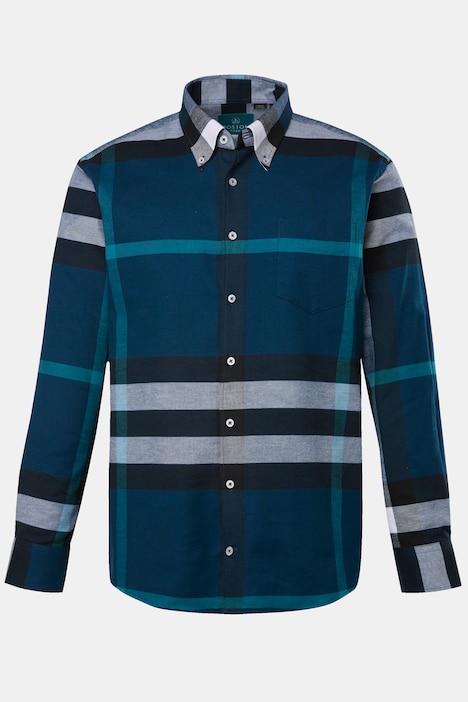 Boston Park Karo-Flanellhemd, Langarm, Buttondown-Kragen, Comfort Fit, bis 8 XL