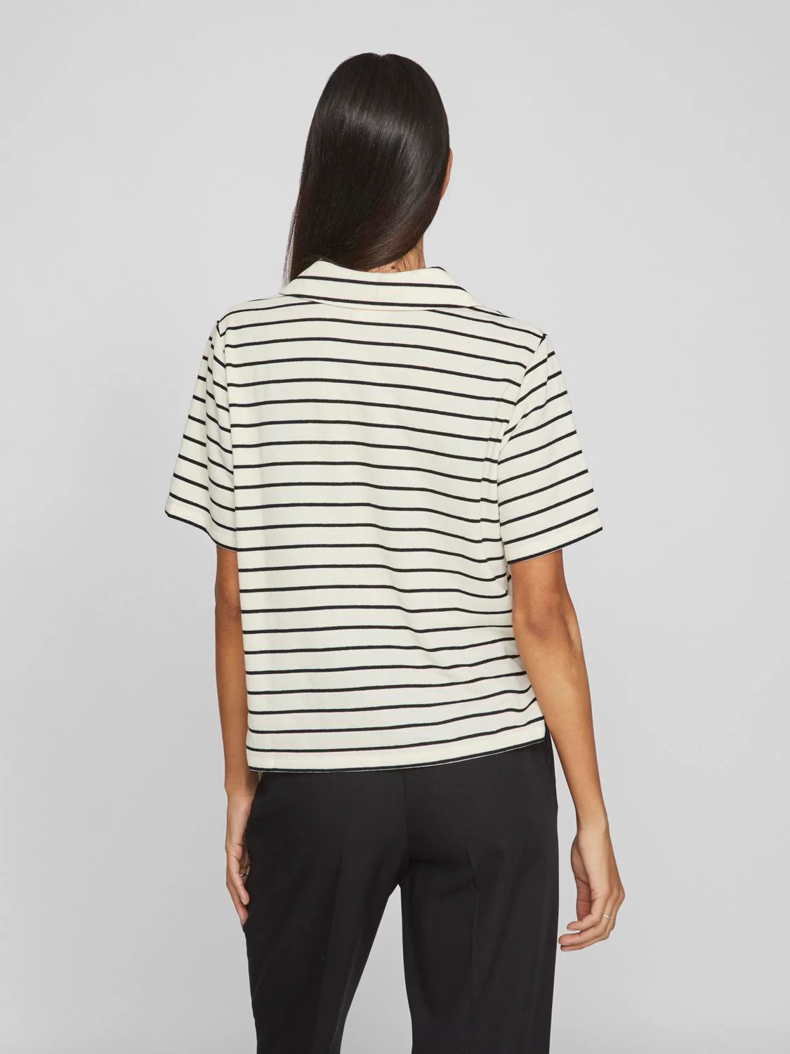 Vila  Vialo v-neck polo t-shirt - Birch