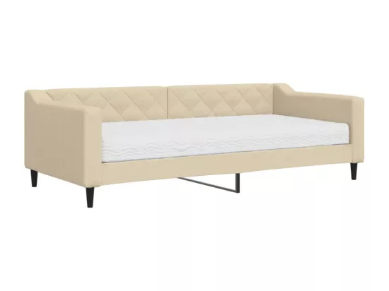 Lit de jour avec matelas crème 90x200 cm tissu
