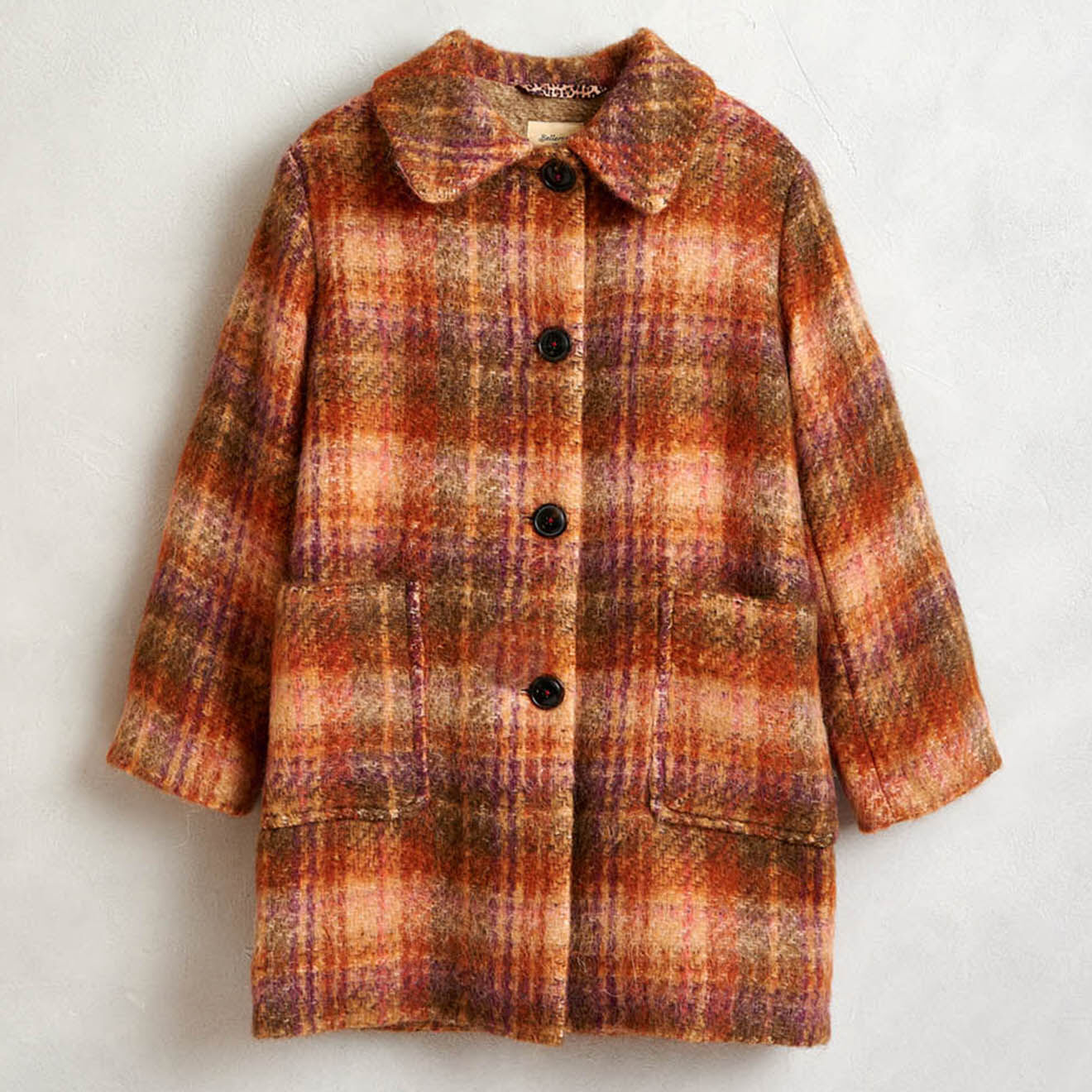Bellerose Manteau droit Craft à carreaux rouge orangé