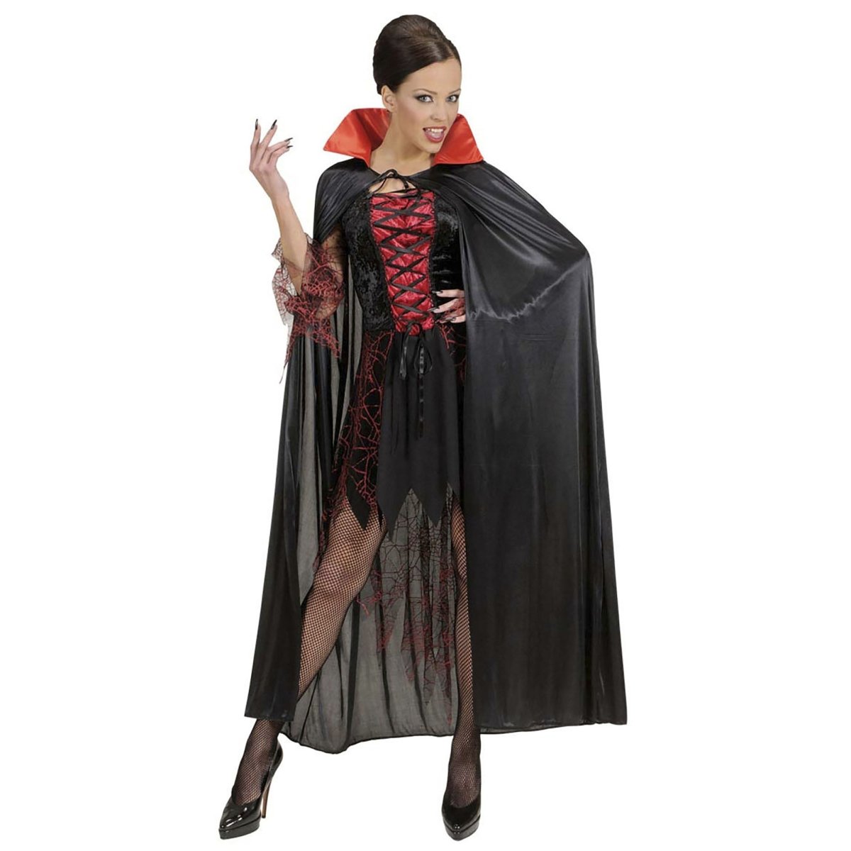 Zwarte Cape Met Rode Kraag