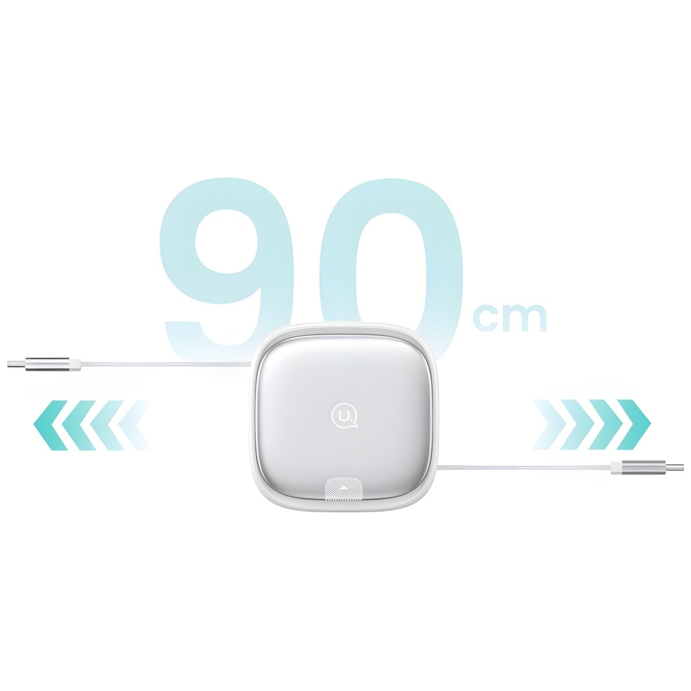 (1m) 60W 3in1 Mini Ausziehbares USB C auf USB C / Lightning / Micro USB Ladekabel Datenkabel mit Aufbewahrungsfach (USA001335) - Schwarz