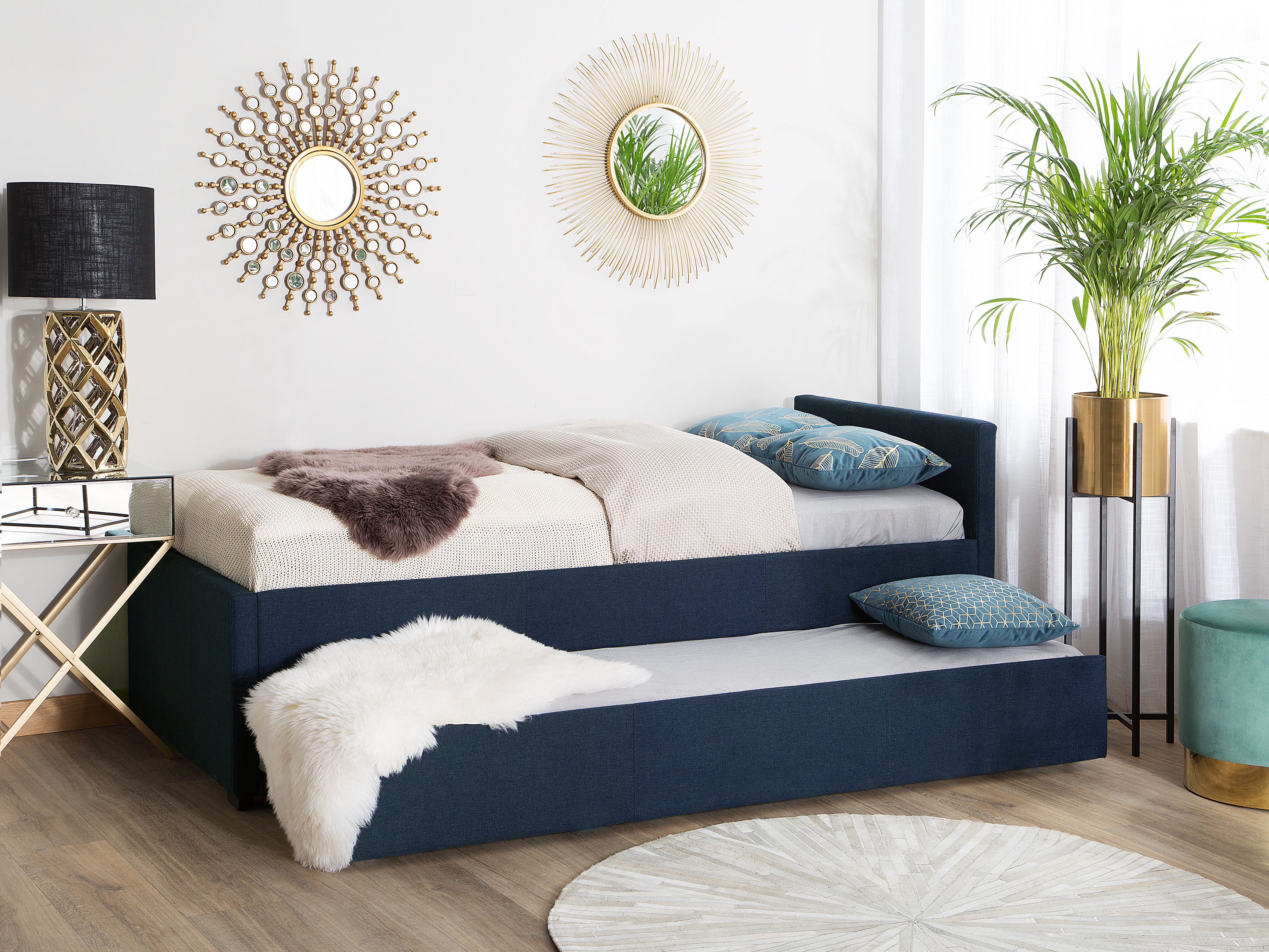 Onderschuifbed Stof MARMANDE 80 x 200 cm Marineblauw