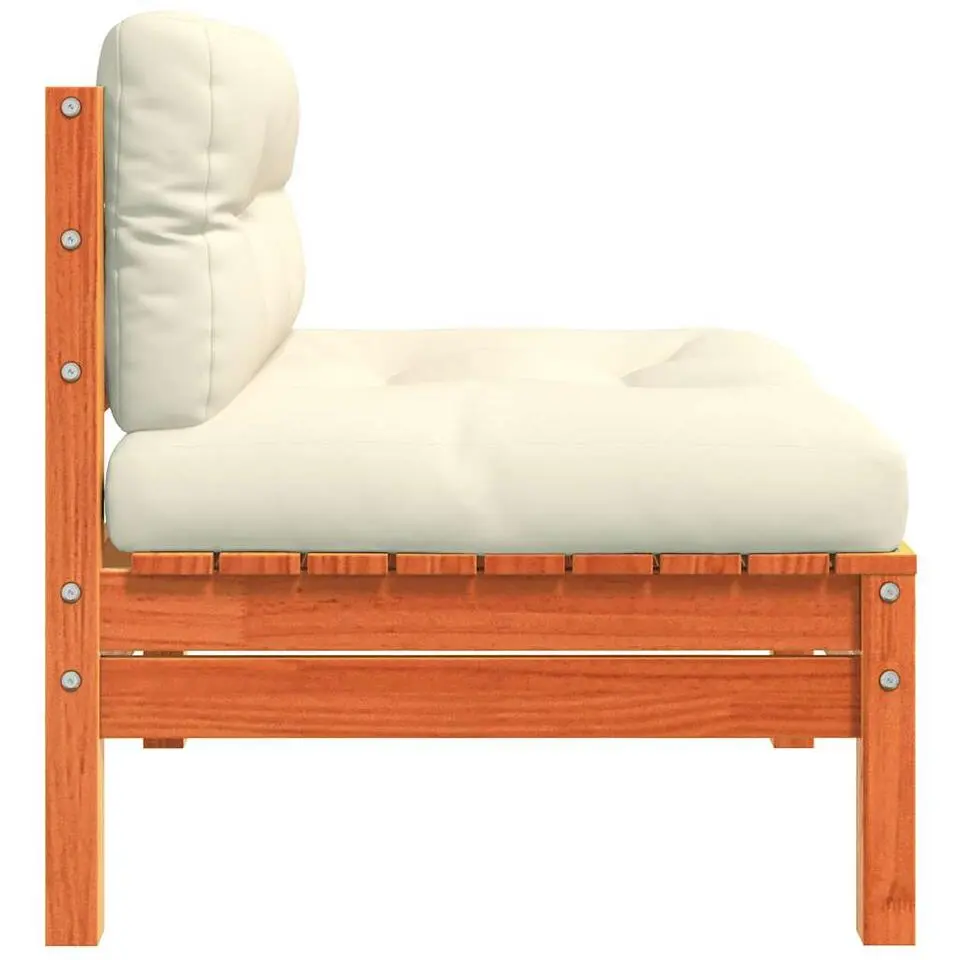 vidaXL - Tuinbank zonder armleuning - Bruin - Hout - 2 stuks - Met kussens