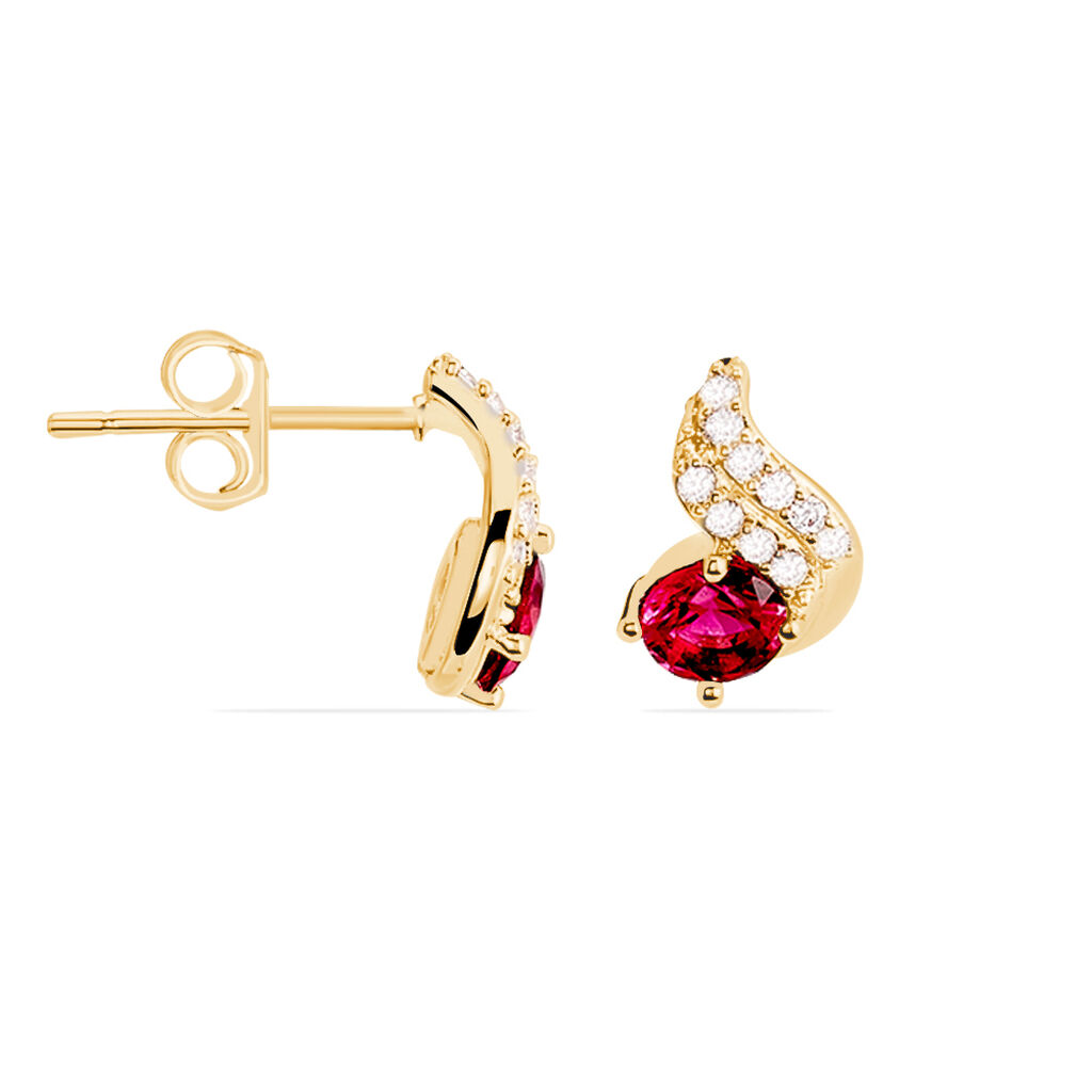 Boucles D'oreilles Puces Tyana Plaqué Or Jaune Oxyde De Zirconium