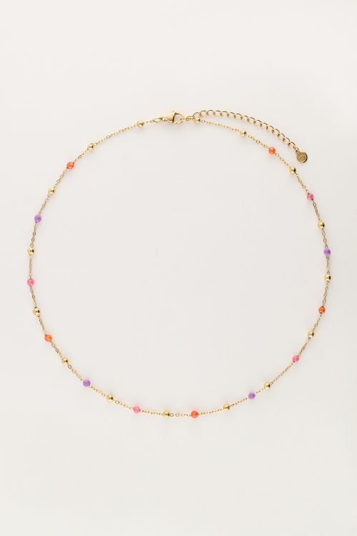 Ketting met roze en paarse kralen