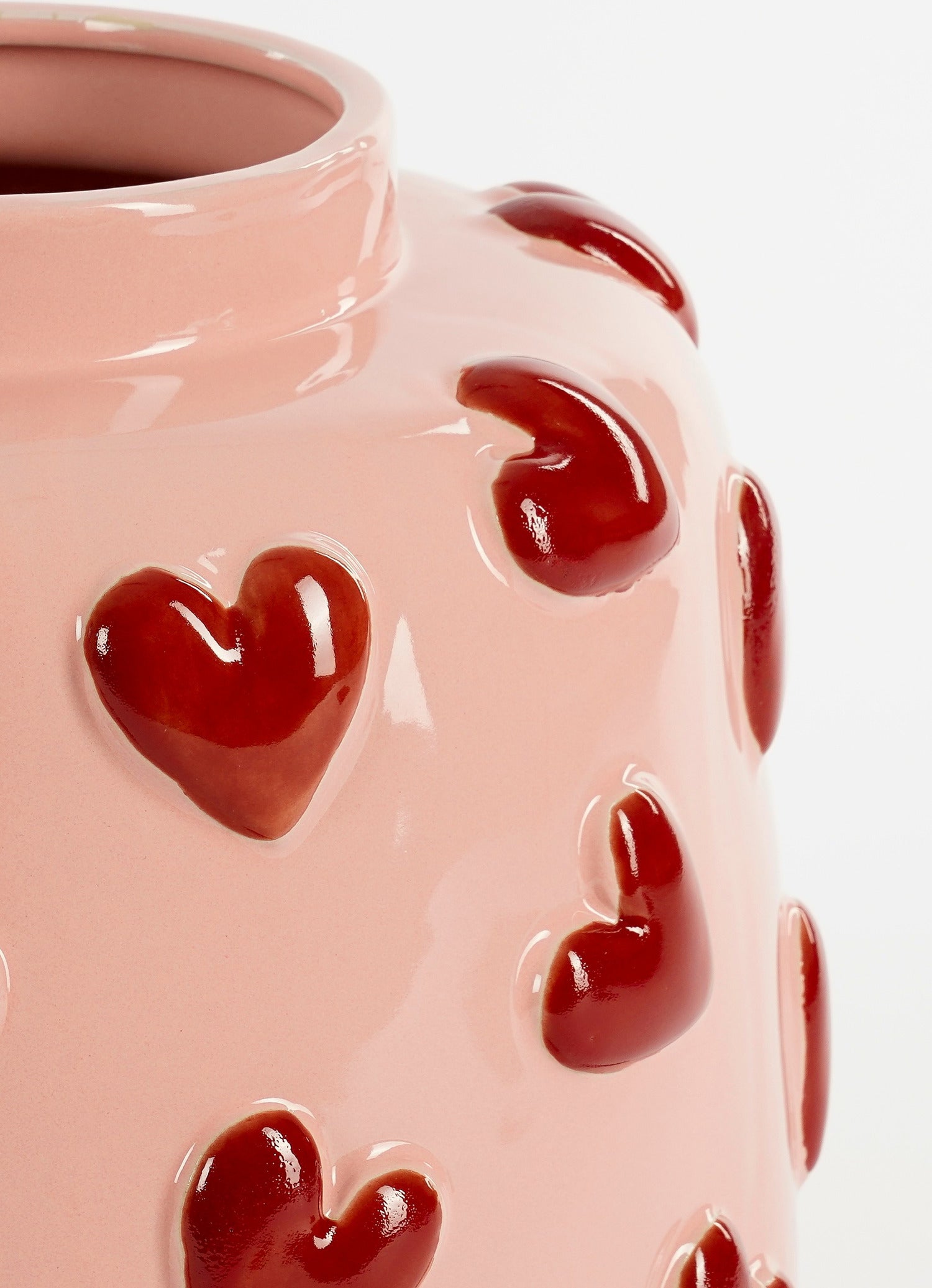 Mica Decorations vaas Hearts roze / rood D 28,5 H 28 cm