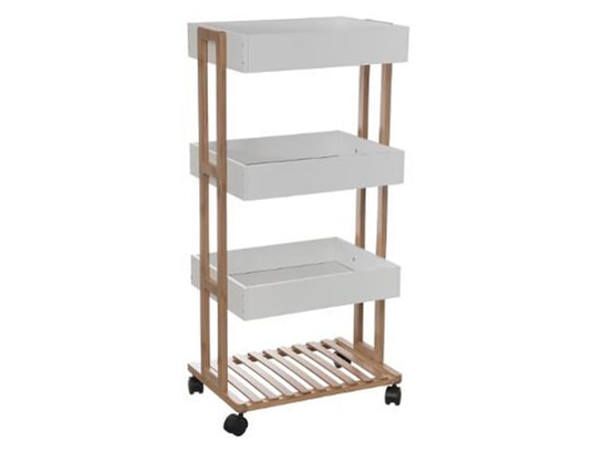 FIVE SIMPLY SMART - Etagère Desserte à 4 plat avec roulette lea blanc - five