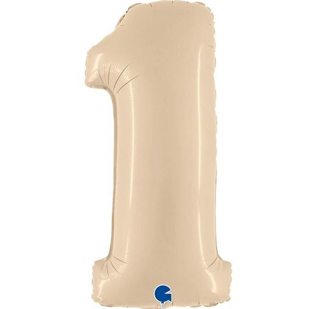 Grabo cijferballon een - cream - 66 cm
